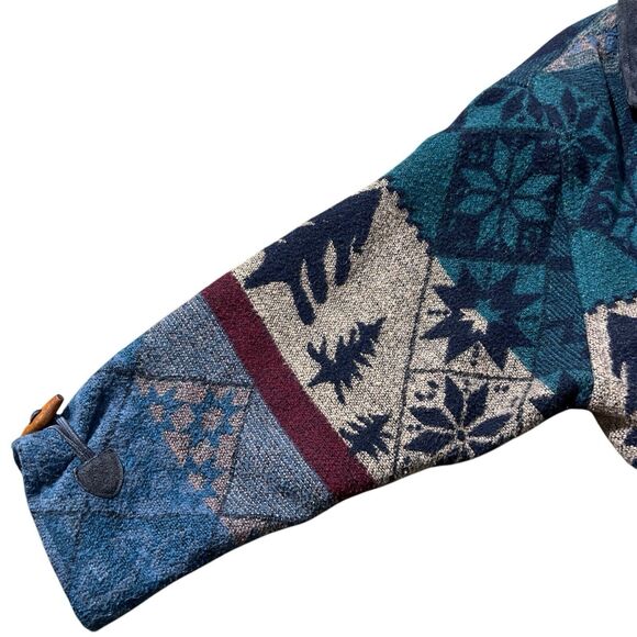 Katy D Kathryn Deene Blanket Coat Toggle Wool Blend Mountain Print Sz 22/24 - Picture 4 of 14